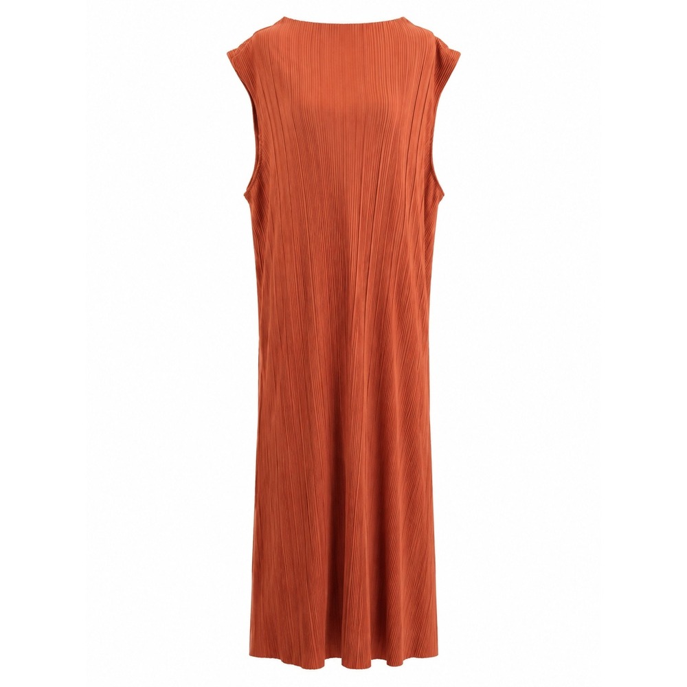 Ava & Viv 1X Rust Orange Pleated Sleeveless Maxi Dress Flowy Plus Size